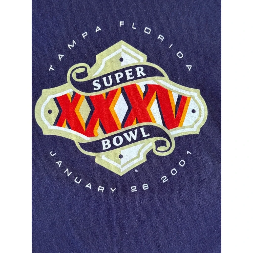 Vintage Super Bowl XXXV T Shirt Mens Size L‎ Navy 2001 Tampa Bay NFL Miller Lite - Picture 2 of 8